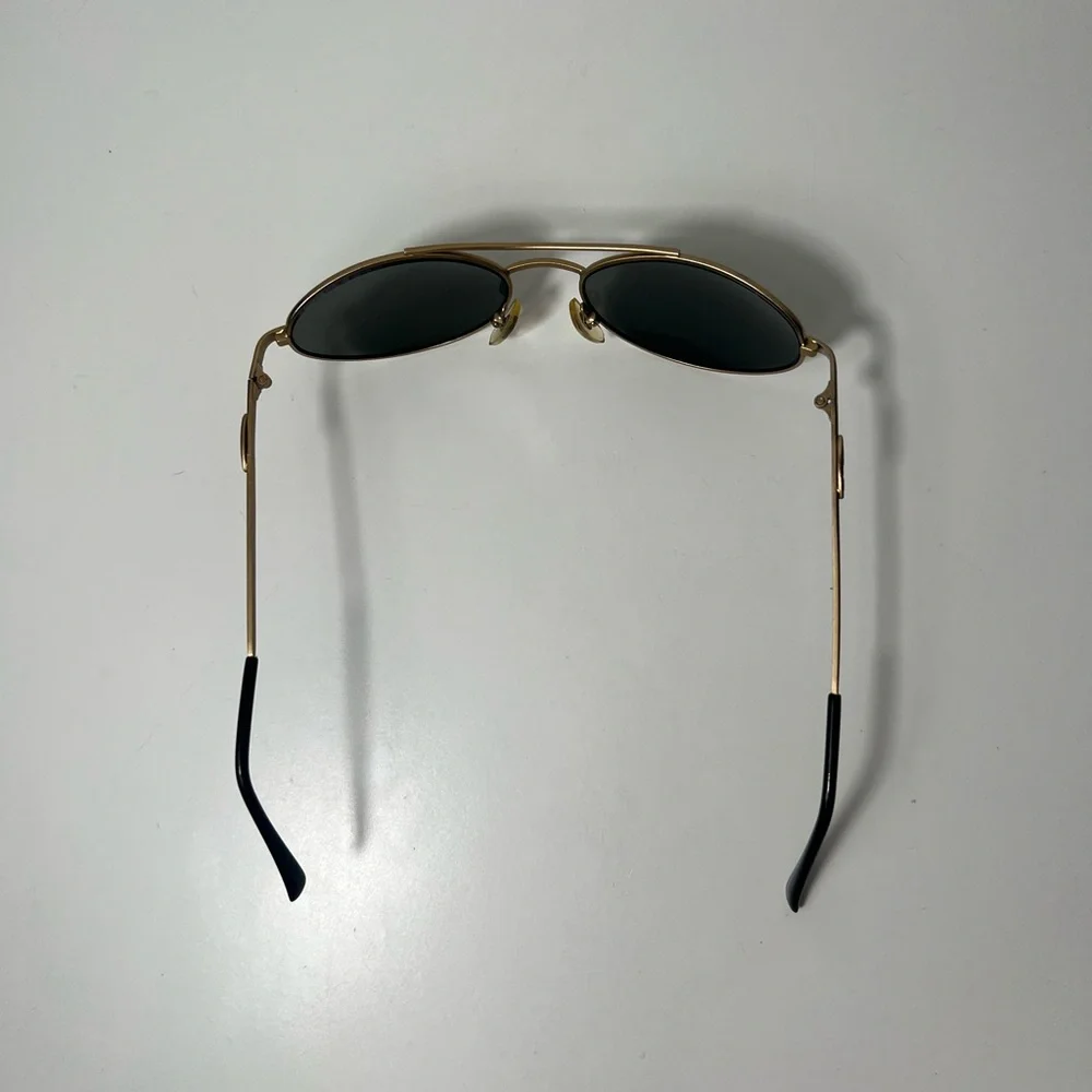 ABC Sports Aviator Signet Vintage 80s Y2K Gold Frame Black Lens Sunglasses